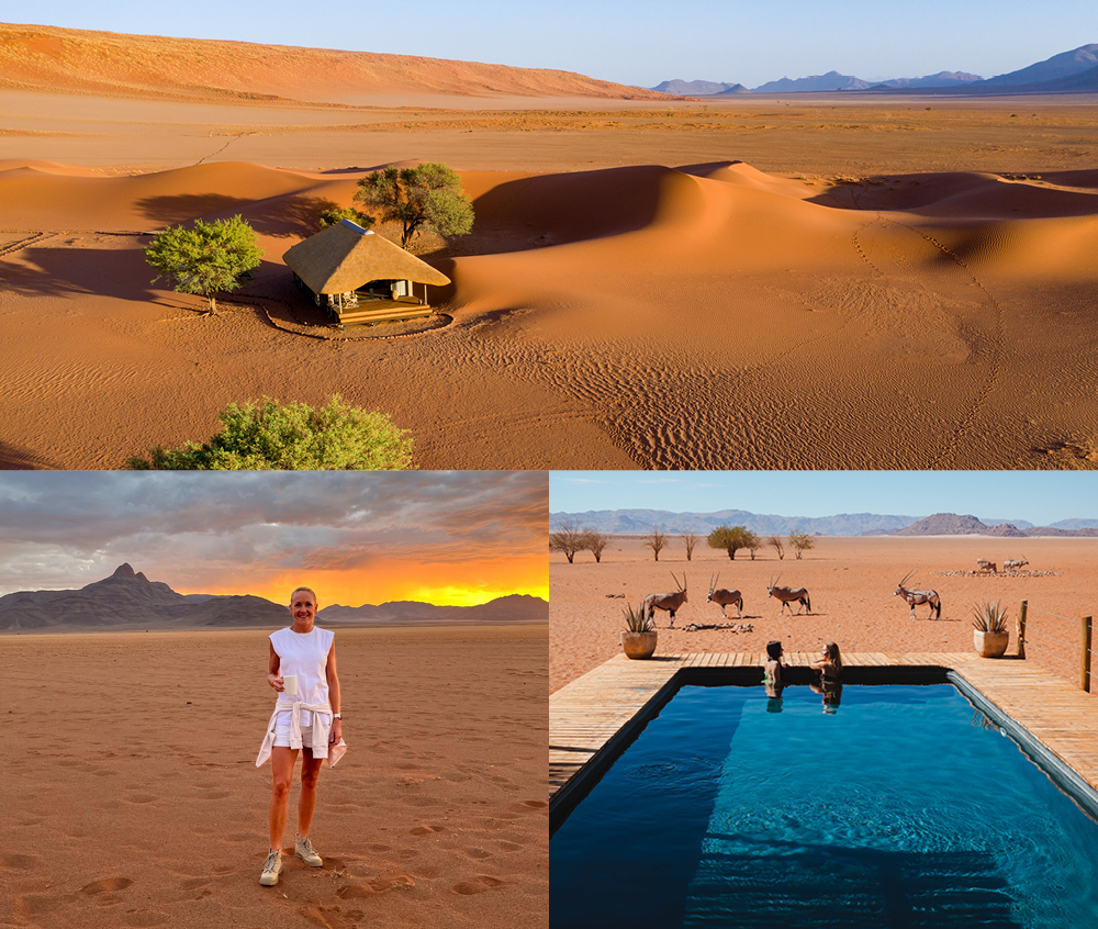 Safari consultant, Camille Rowe on location in Kwessie Dunes in the NamibRand Reserve